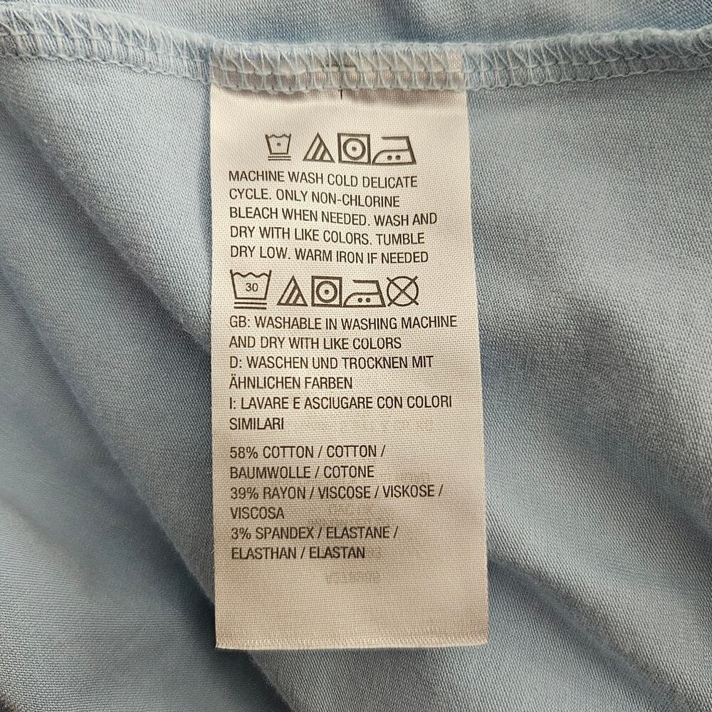Denim & Co. Essentials Elbow Sleeve Top w/ Seaming Detail Sz M Baby Blue - Picture 6 of 8